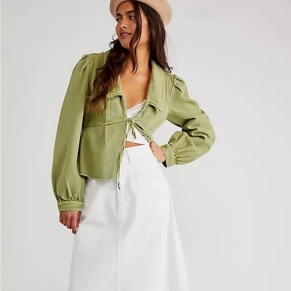 Free People Green Utility Jacket with Versatile Design